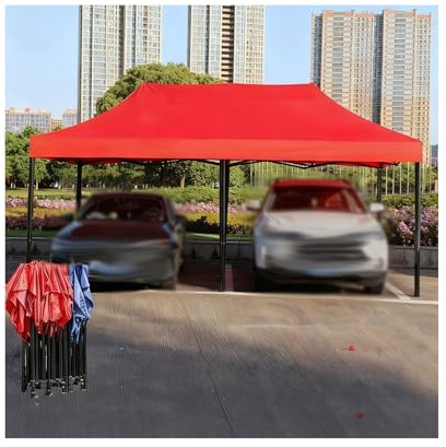 Cochera Exterior con Estructura Metálica, Resistente A La Intemperie, Good para Estacionamiento O Patio De Camionetas, 9.8 X 19.7 X 6.5 Pies(Red)