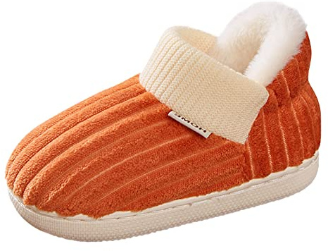 Generisch Children's Slippers Boys Slippers Cotton Comfortable House Slippers Bedroom House Slippers Winter Warm Inner Shoes, orange, 8 UK Child