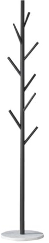 Fristående Klädhängare Med 8 Krokar Hallmöbel Med Marmortexturerad Bas Metallklädhängare För Hattar, Kläder, Handväskor, Halsdukar, Handväskor, Paraplyer(Black,A)