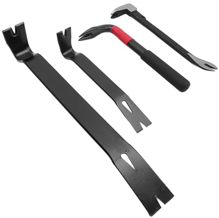 Jeanoko Juego de 4 Barras de Palanca para Extractor de Clavos, Extractor de Clavos Multifuncional Ergonómico de Acero Al Manganeso 45, para Decoración del Hogar, Carpintería