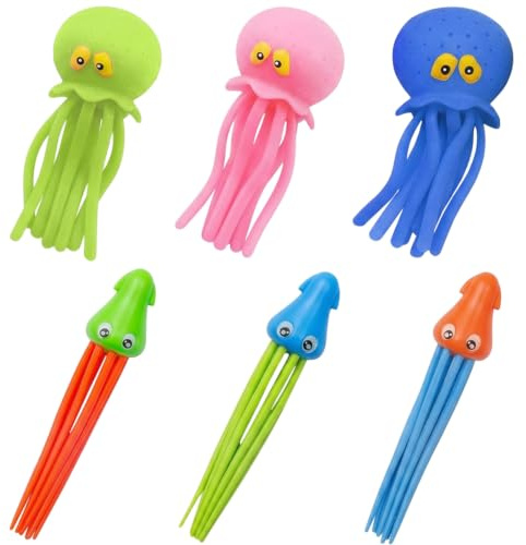 6-Piece Dive Toys, Diving Toys for Swimming Pool, Underwater Octopus Set, Interactive Pool Games Equipment, Sinking and Floating Water Activity Accessories