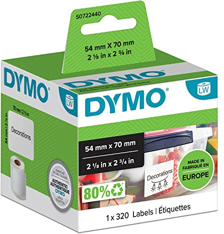 DYMO LW etichette multiuso originali | 54 mm x 70 mm | 12 rotoli da 220 etichette facilmente staccabili | autoadesive | per etichettatrici LabelWriter