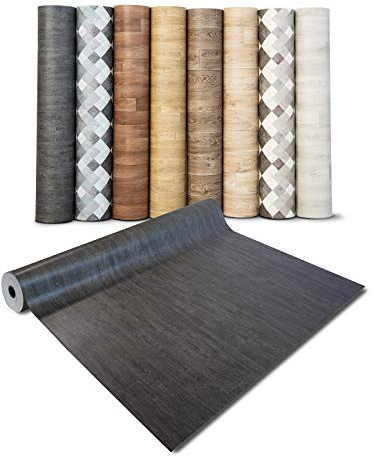 casa pura Rivestimento pavimento in PVC Pellicola in vinile per mobili e pavimenti adesivi effetto legno pavimento in PVC rotolo antiscivolo (pettinio rovere grigio) 200 x 300 cm)