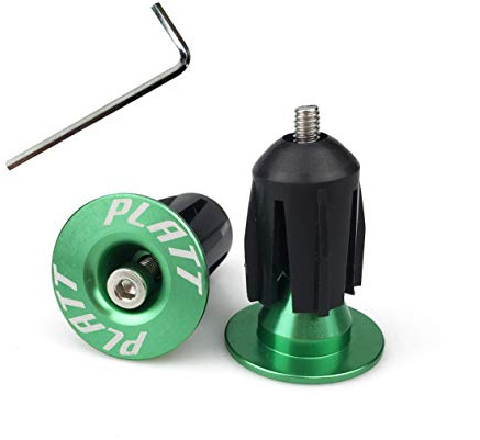 PLATT Bike Bar End Plugs Aluminum MTB Road Bike BMX Handlebar End Caps (Green,1 Pair)