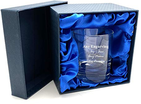 Engraved Personalised Whiskey Glass in Silk Lined Gift Box Birthday Anniversary for Him