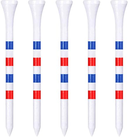 Zivisk Bamboo Golf Tees 83mm 100 Count, 3-1/4 inch Long Wooden Golf Tees - White & Red & Blue