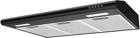 CIARRA AWB75918B Black Range Hood 30 inch Under Cabinet with Anti-Fingerprint Design, Slim Vent Hood with Push Button Control, Ducted and Ductless Convertible