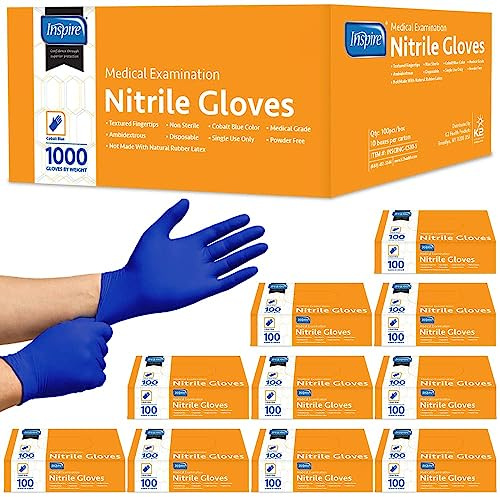 Inspire Nitrile Exam Gloves | The Original Quality Stretch Nitrile Cobalt Blue | 4.5 Gloves Disposable Latex Free Medical EMT (Cobalt Blue, Small)