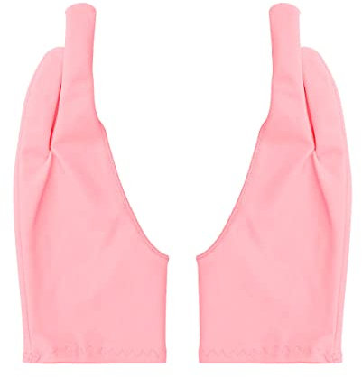 Jagowa 2 guantes de dibujo de 2 dedos para tableta gráfica, iPad Pro, lápiz para mano derecha e izquierda (rosa)