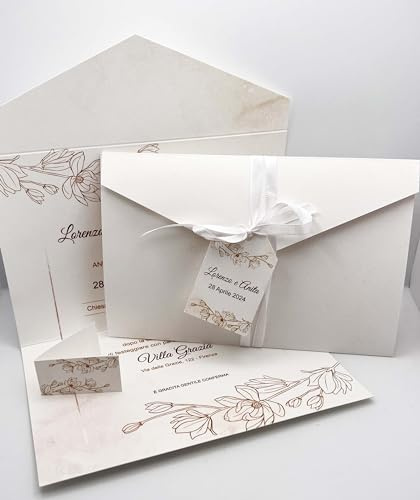 20 Set partecipazioni Nozze Personalizzate inviti Matrimonio Art.056 quantità a scelta