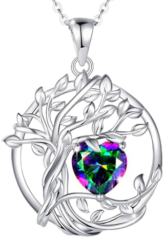 FANCIME June Birthstone Alexanrite Necklace Sterling Silver Tree of life