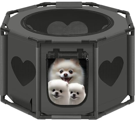EUGAD Welpenauslauf 77,5x44,5x77,5cm, Welpenlaufstall faltbar mit Dach Tür, Hundekäfig Tierauslauf für Outdoor Indoor, Laufstall für Hunde Katzen Kleintiere, Freilaufgehege aus Oxford-Gewebe, 0055WL