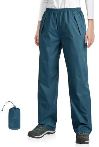 33,000ft Womens Waterproof Trousers Packable Windproof Overtrousers Lightweight Rain Pants for Rainwear Walking Hiking Darkcyan M