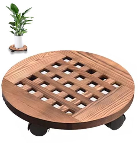 PflanzenkarrenPflanzenwagenPflanzencaddy mit Rädern, Pflanzenroller aus Holz für drinnen und draußen, Pflanzentablettständer, rollender Pflanzenständer, Pflanzgefäß, Blumenkarren, Rollwagen/