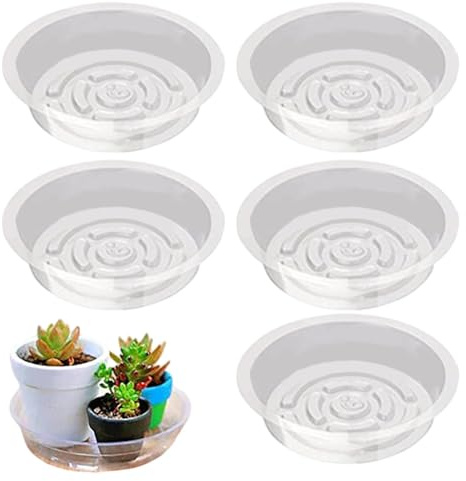 Plateaux de en Pot | Plateau de Fleurs Transparent d'extérieur – Plateaux de multifonctionnels pour l'intérieur et l'extérieur, 5 soucoupes Transparentes pour Pot de Fleurs