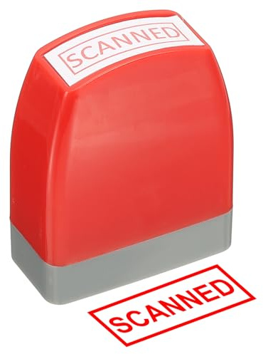 PATIKIL Sello De Notificación Escaneado Con Tinta Automática Color Rojo | Sello De Mensaje Pretintado Para Oficina Y Negocios