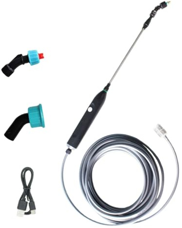 Couleur : noir, blanc - Pulvérisateur électrique | Tige d'arrosage télescopique rechargeable, avec plusieurs buses d'ombrage, poignée d'arrosage pour pelouse, jardin et