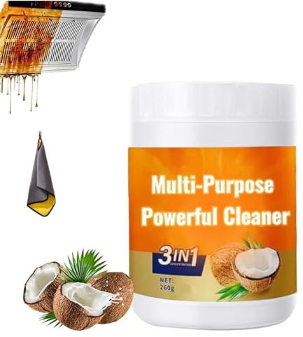 Detergente multiuso potente per la cucina, sgrassatore per uso intensivo in cucina, pasta detergente e lucidante per la cucina a base di olio di cocco, pasta detergente a base di olio (1 pezzo)