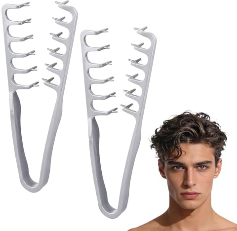 TIHNY 2-packs Texturkam-set, Stylingkam för Volym och Vård, Lockkam för Män, Ergonomisk Bredtandad Kam, Volymkam för Rötter, Grå