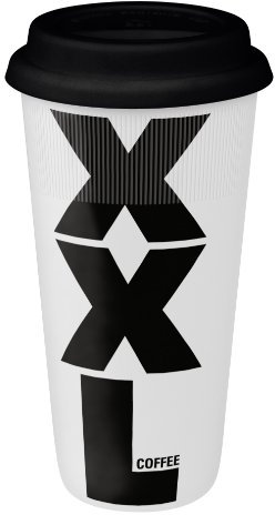 Konitz 12-Ounce XXL White Travel Mugs and Silicon Lid, White/Black, Set of 4