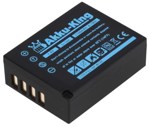 Akku-King Akku kompatibel mit Fuji NP-W126, NP-W126S - Li-Ion 1100mAh - für X-A1, X-A2, X-A3, X-E1, X-E2, X-E2S, X-M1, X-Pro1, X-Pro2, X-T1, X-T2