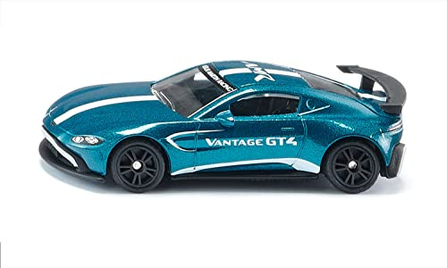 Siku 1577, Aston Martin Vantage GT4, Coche de Juguete, Metal/Plástico, Azul, Pintura Metalizada, Gran alerón Posterior, Llantas Deportivas, Diseño detallado