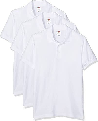Fruit of the Loom Men's 65/35 Polo Shirt, White, L UK