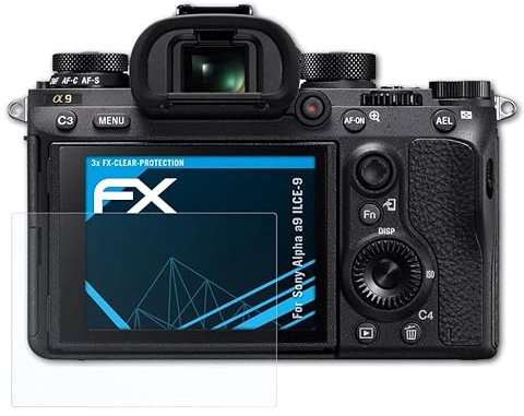 atFoliX Schutzfolie kompatibel mit Sony Alpha a9 ILCE-9 Folie, ultraklare FX Displayschutzfolie (3X)