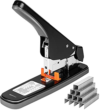 Amazon Basics Effortless Heavy-Duty Stapler, 130 Sheets, Black
