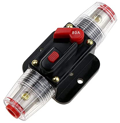 CENPEK Disyuntor con soporte de fusible de reinicio manual para audio de coche, barco, interruptor estéreo inversor de reemplazo de fusibles-80 amperios