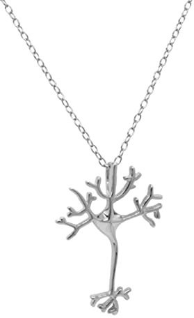ScienceFox Colgante de neuronas neuronales con collar de plata de ley 925 en oro rosa, cadena de 40 cm y 7 cm de extensión, 47 cm (con estensione di 7 cm), Plata esterlina, neurona