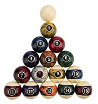 1001jouetsfr Lot de 16 Billes de Billard - 57 mm résine - Billard américain - Modèle Granite