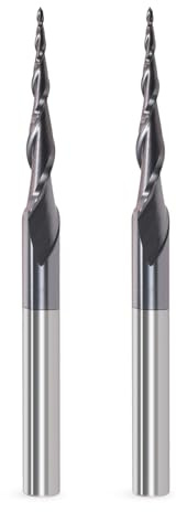 Trvoxviq Fraise conique à tête sphérique pour défonceuse CNC, tige de 6 mm, fraise à 2 flûtes, fraise à rainurer en spirale, rayon de 0,5 mm, embouts de sculpture CNC avec revêtement AlTiN pour