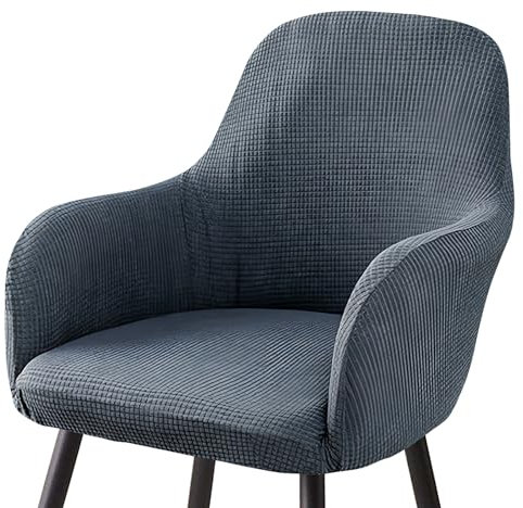 Fundas de Silla de Comedor con Brazos, Fundas de Sillón Elásticas, Cubierta para Sillas Ajustables con Respaldo, Modernas Estilo Nórdico Cubiertas de Butacas para Salón Hogar Oficina (Gris)