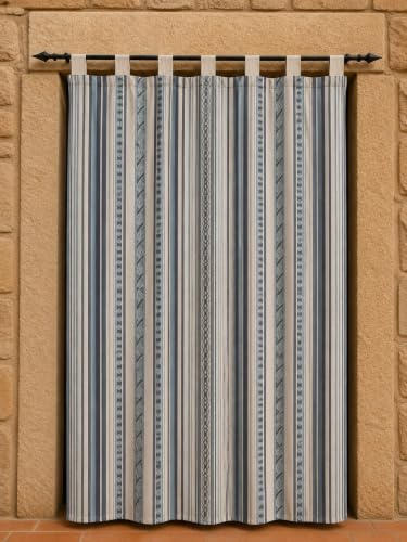 Cortinas Exteriores Puerta Calle Travilla Jacquard Alpujarra, Azul