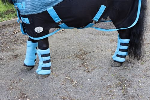 Ruggles Fleece Leg Wraps for Shetland Pony, Miniature Horse, Donkey | Ideal for Travel Stable or after Bathing/Wash Down (Sky Blue, Std Shetland)