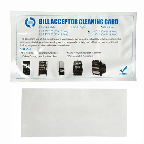 UBICON Presaturated Bill Acceptor Cleaning Cards, Compatible with All Bill Acceptors, Validators, and Readers - 2.5 by 7.5 (25)