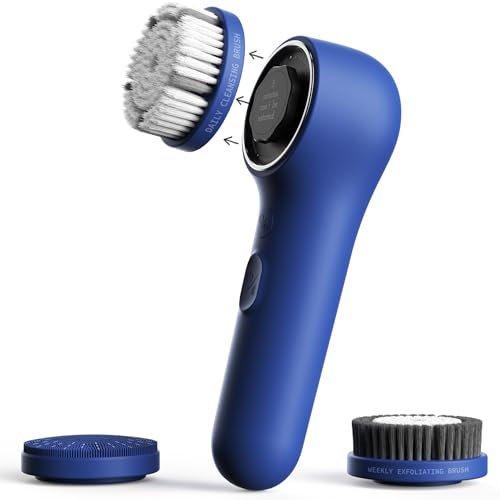 Premium Facial Cleansing Brush,Waterproof Face Scrubber,Spin & Sonic Modes with 3 Intensities,Magnetic 3-Head System for Deep Pore Cleaning, Gentle Exfoliation & Sensitive Skin Care - for Women & Men