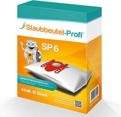 Staubsaugerbeutel SP6 kompatibel für Staubsauger Siemens VBBS10Z5V0 VBBS607V00 Bosch VBBS07Q8V0 Bosch VBBS625V00 Siemens VBBS616V00 Swirl S67 Swirl S62 Type FGall (10 Staubbeutel)