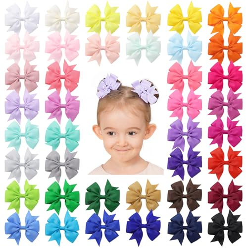para el pelo para niñas de 7,6 cm con cinta de grogrén, pinza de cocodrilo, para bebés, niños, adolescentes, regalos en pares 40 piezas