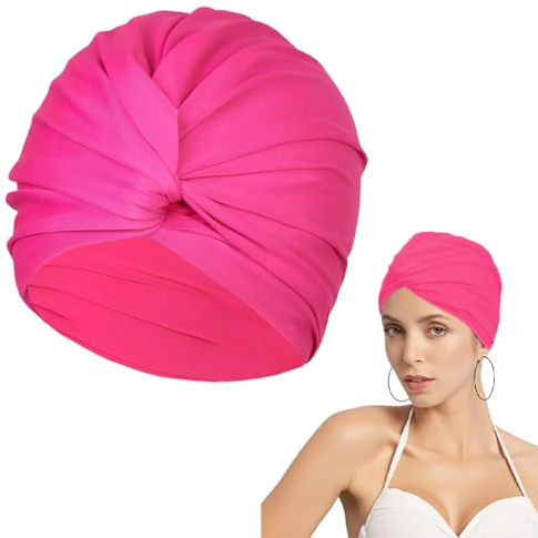 QEEROYO Bonnets de Bain Élastique, Bonnet de Natation en Tissu Polyester, Bonnet de Bain Piscine, Bonnet de Bain pour Cheveux Longs