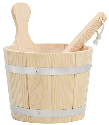 Home & Garden,Furniture-Sauna Bucket and Ladle Set Solid Wood Pine