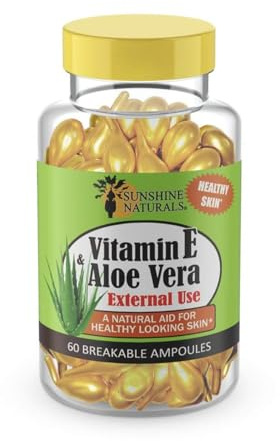Vitamin E and Aloe Vera Capsules, 60 Breakable Ampoules, External Use for Healthy Skin