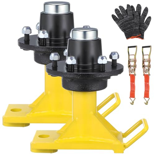 TOPPERFUN 2pcs Container Wheel Set with 6 Hubs: Container Wheel Axles with Ratchet Straps and Gloves, Transport Accessories