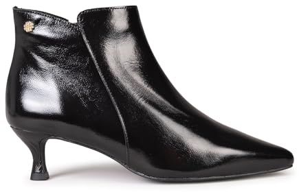 miMaO Botines elegantes tacón bajo, Charol color Negro, EU 35