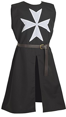 BLESSUME Medieval Túnica de Caballero Carnaval Disfraz (Negro 2)