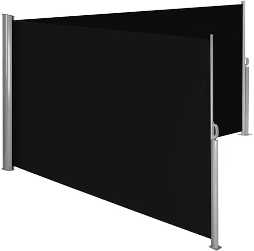 tectake Store latéral Opaque en Aluminium Double Brise-Vue abri Soleil rétractable enroulable Terrasse Balcon Jardin - diverses Couleurs et Tailles au Choix - Noir | 180 x 600 cm