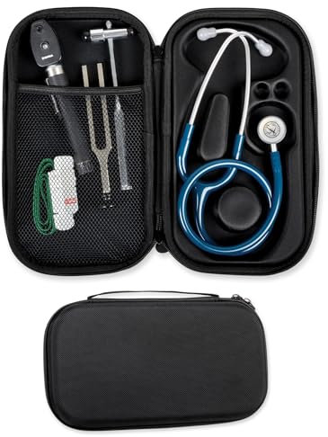 GIMA Astuccio Porta Fonendo, Custodia Rigida Protettiva per Stetoscopio a Tubo Singolo Classico, Interno Preformato, Tasca Interna per Accessori e Maniglia Esterna, Nero, 28 x 16 x 5 cm