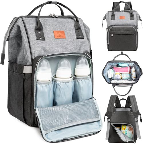 KeaBabies Baby Wickeltasche mit Wickelunterlage - Wickelrucksack Baby für Jungen, Mädchen, Wasserdichter Multifunktions Diaper Bag, Wickelrucksack groß für Kinder, Baby Taschen für Mama (Graphite)