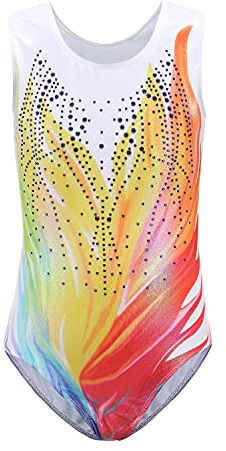 Cucudy Maillot de gimnasia para niñas de manga larga/sin mangas degradado color diamante leotardo danza ballet gimnasia atlética leotardos para niños 5 6 7 8 9 10 11 70 años